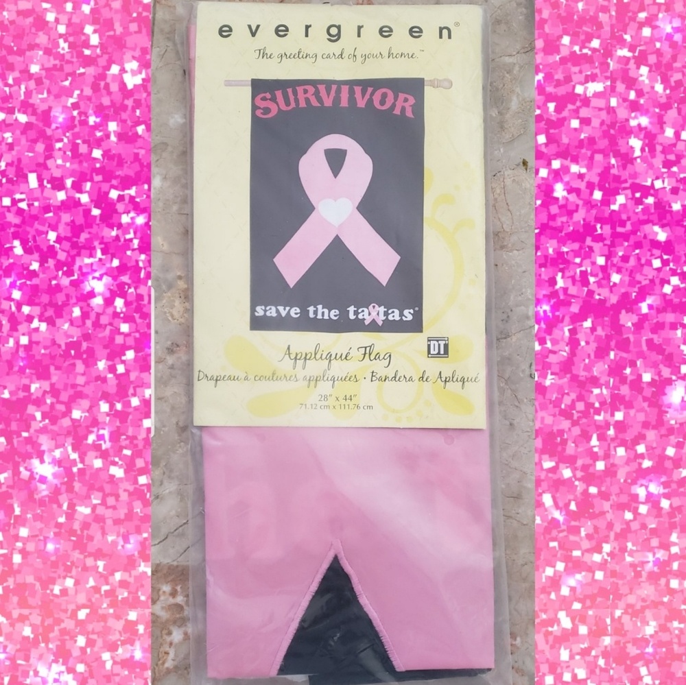 Evergreen cancer awareness decorative flag